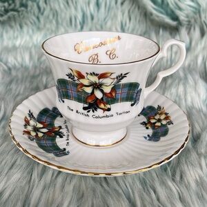 Vintage Crown Prince Bone China Teacup and Saucer: BC Tartan, Vancouver BC